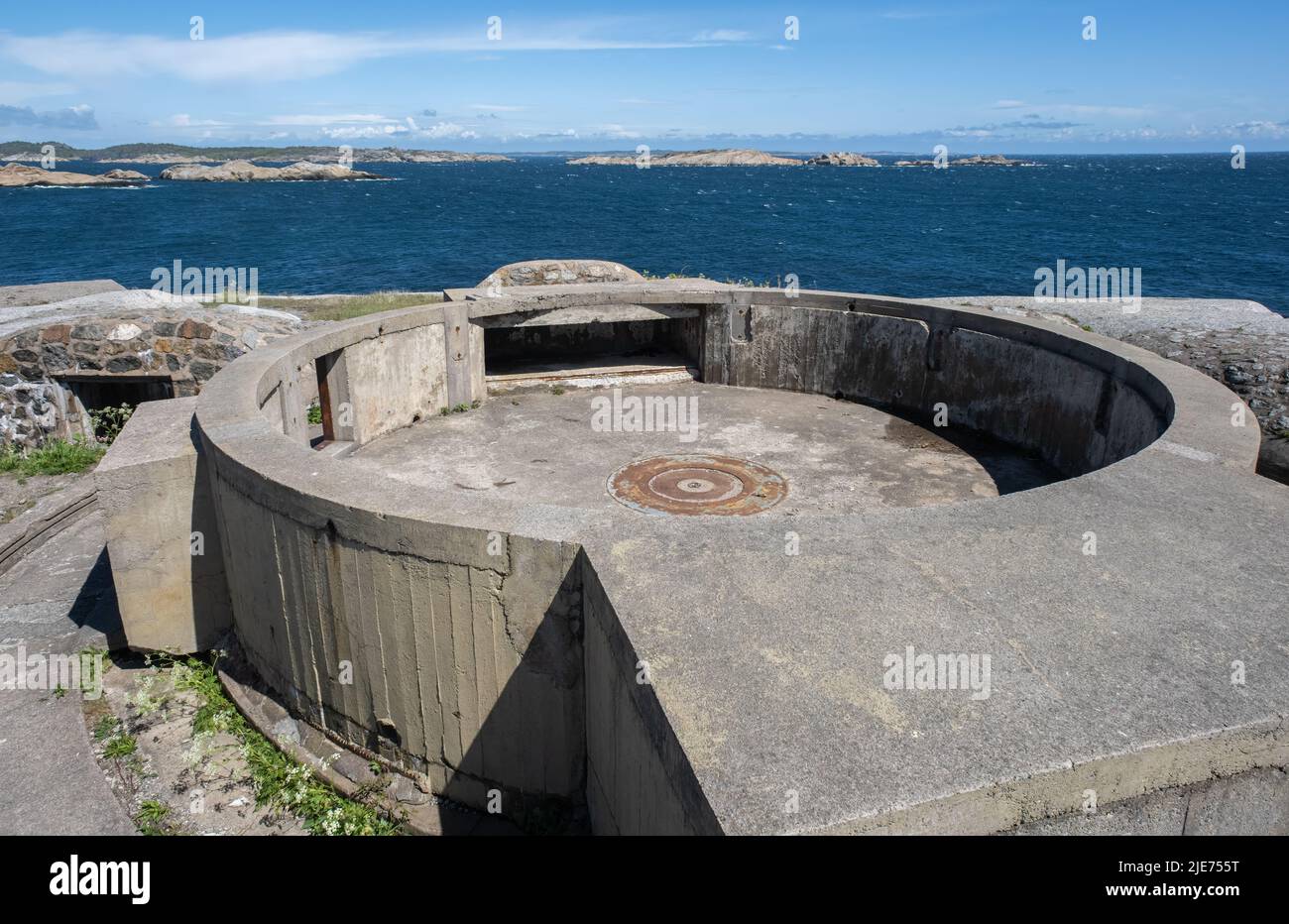 Sandefjord, Norway - May 25, 2022: The Vesteroya Fortress was a German coastal battery.An underground tunnel system, trenches, shelters and casemates Stock Photo