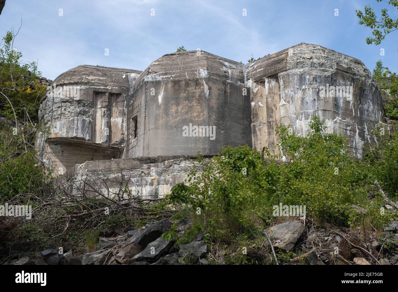 Arendal, Norway - May 28, 2022: Sandvikodden fort was built by the German occupation forces in 1941. The purpose was to secure the entrance to Arendal Stock Photo