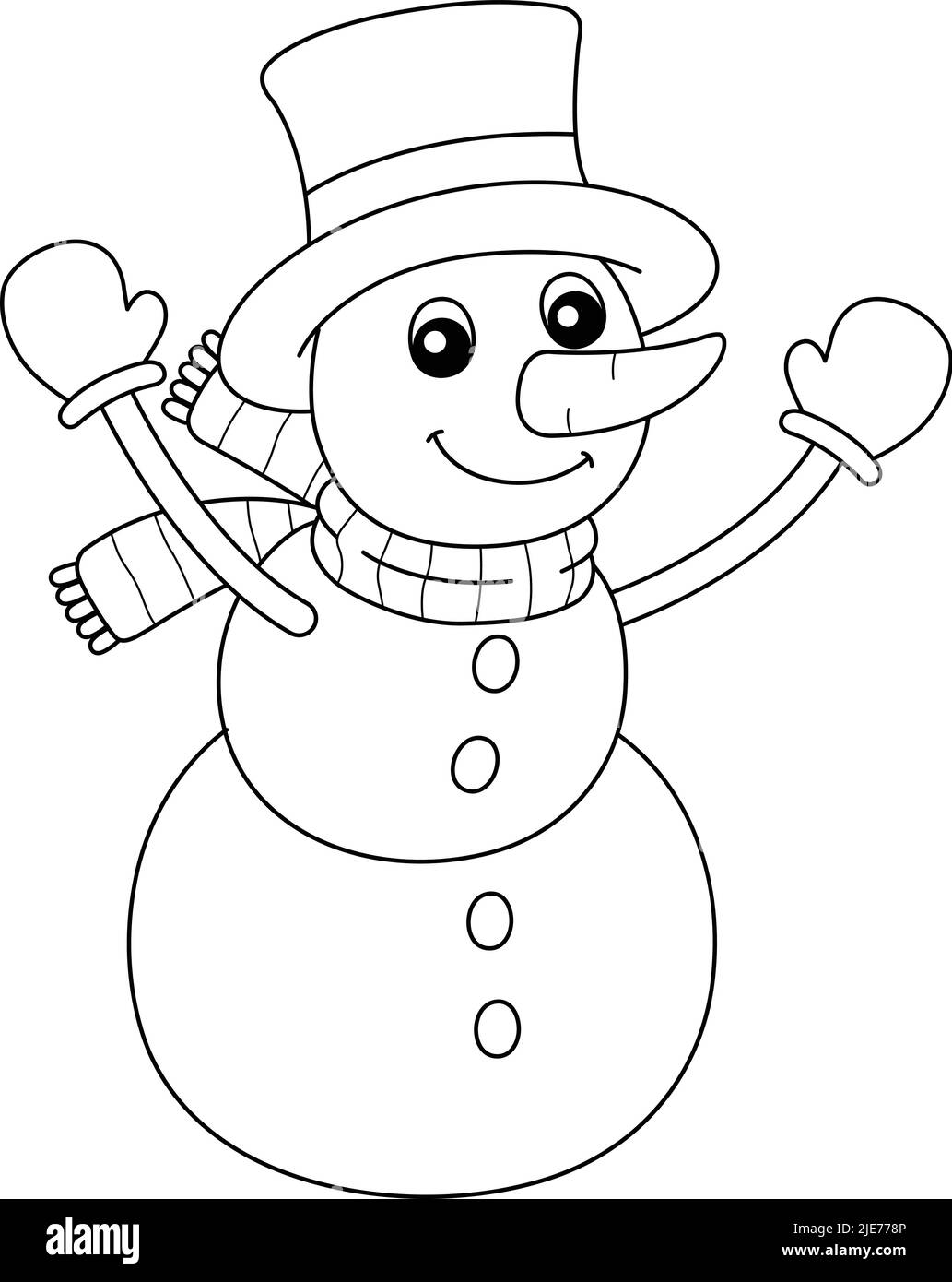 Snowman Christmas Isolated Coloring Page for Kids Stock Vector Image ...