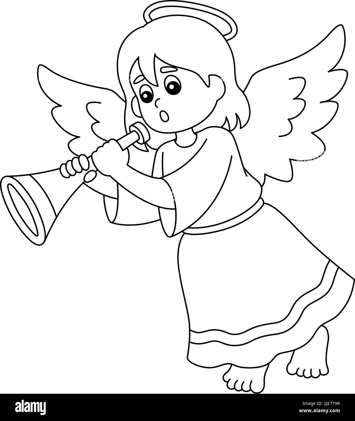 Christmas Angel Isolated Coloring Page for Kids Stock Vector