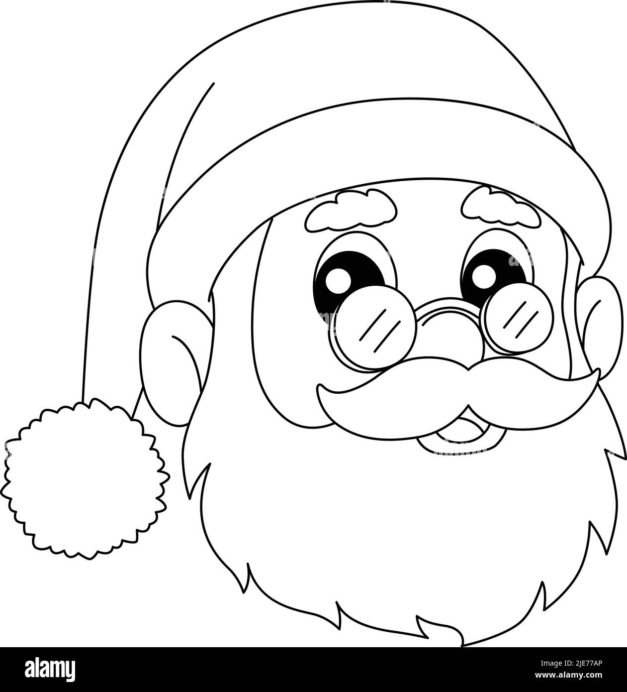 Christmas Santa Head Isolated Coloring Page Stock Vector Image & Art
