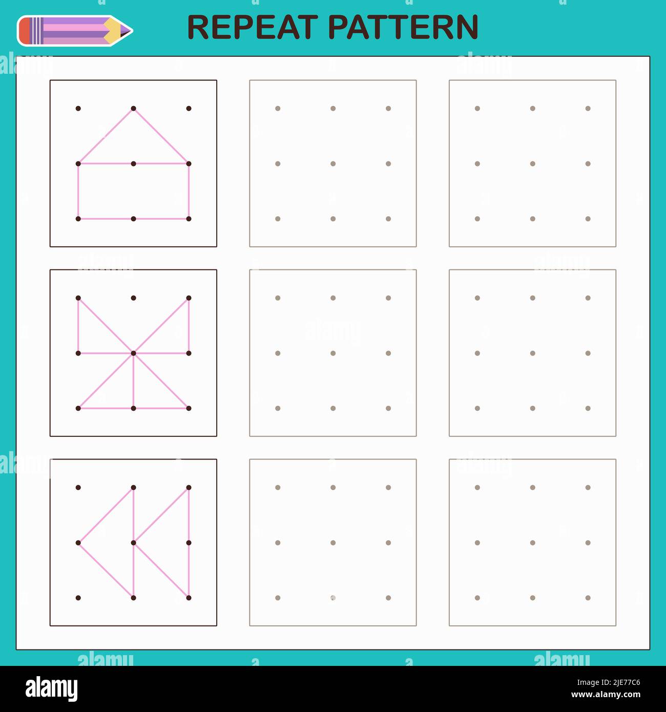 Educational games for kids. Repeat the pattern.  Stock Vector