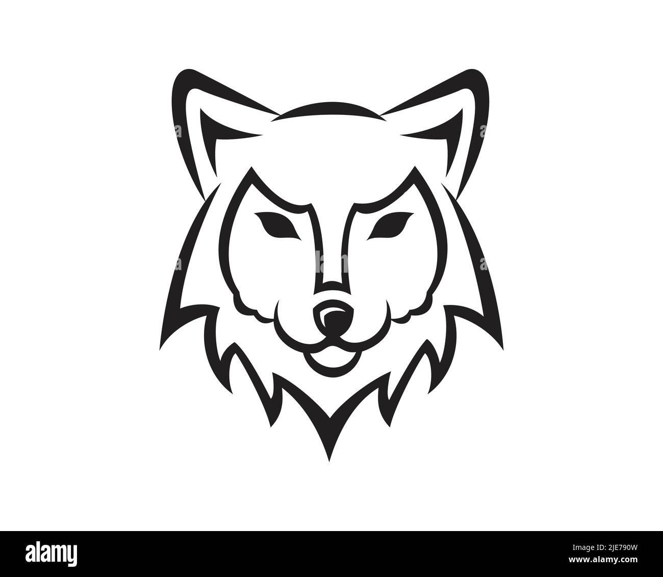 Wolf Head visualized with Silhouette Style Stock Vector