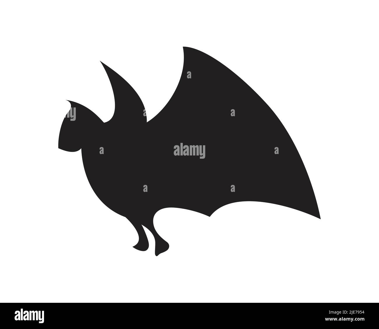 Simple Flying Bat with Silhouette Style Stock Vector