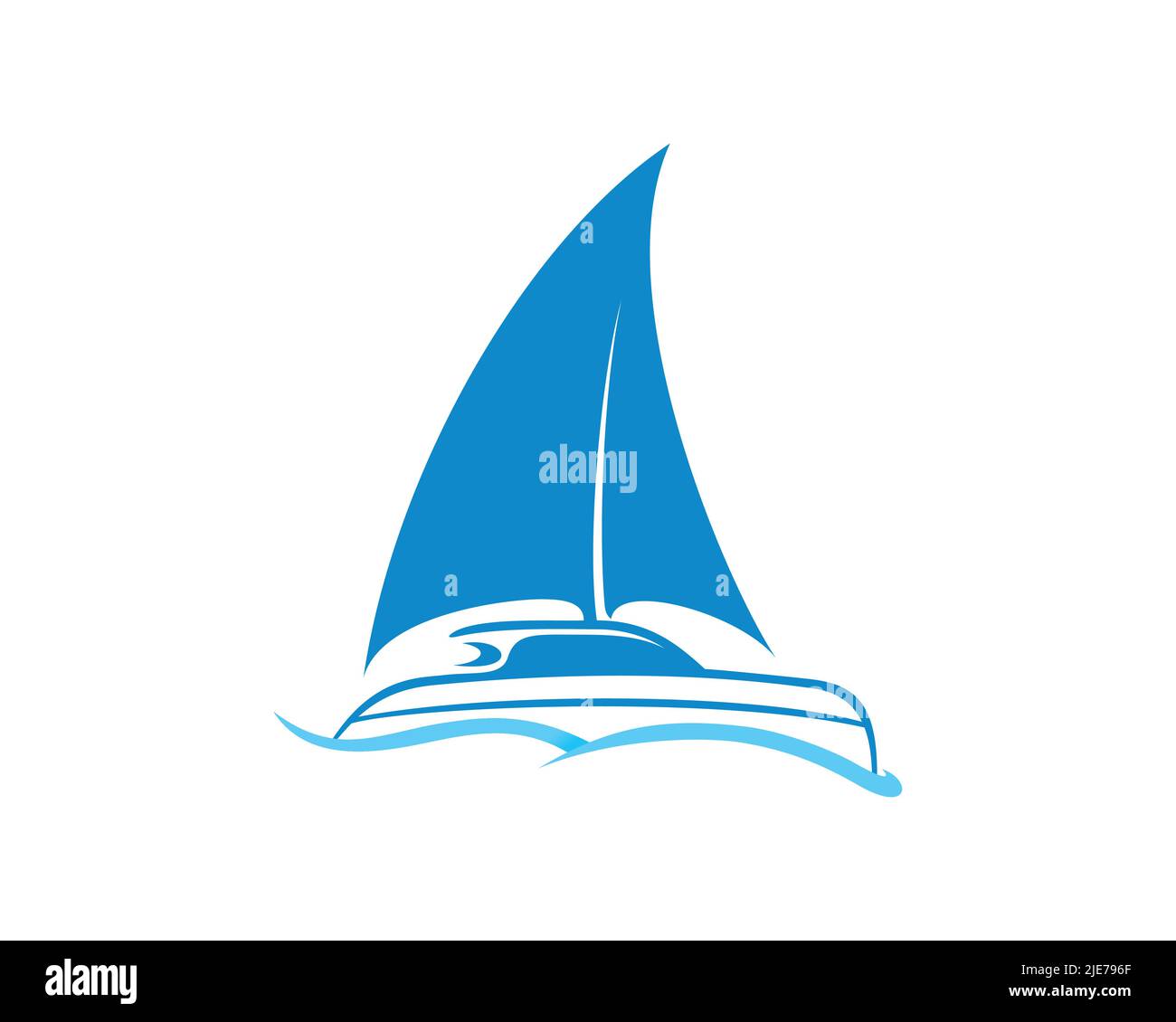 Simple and Creative Sailing Catamaran with Silhouette Style Stock Vector