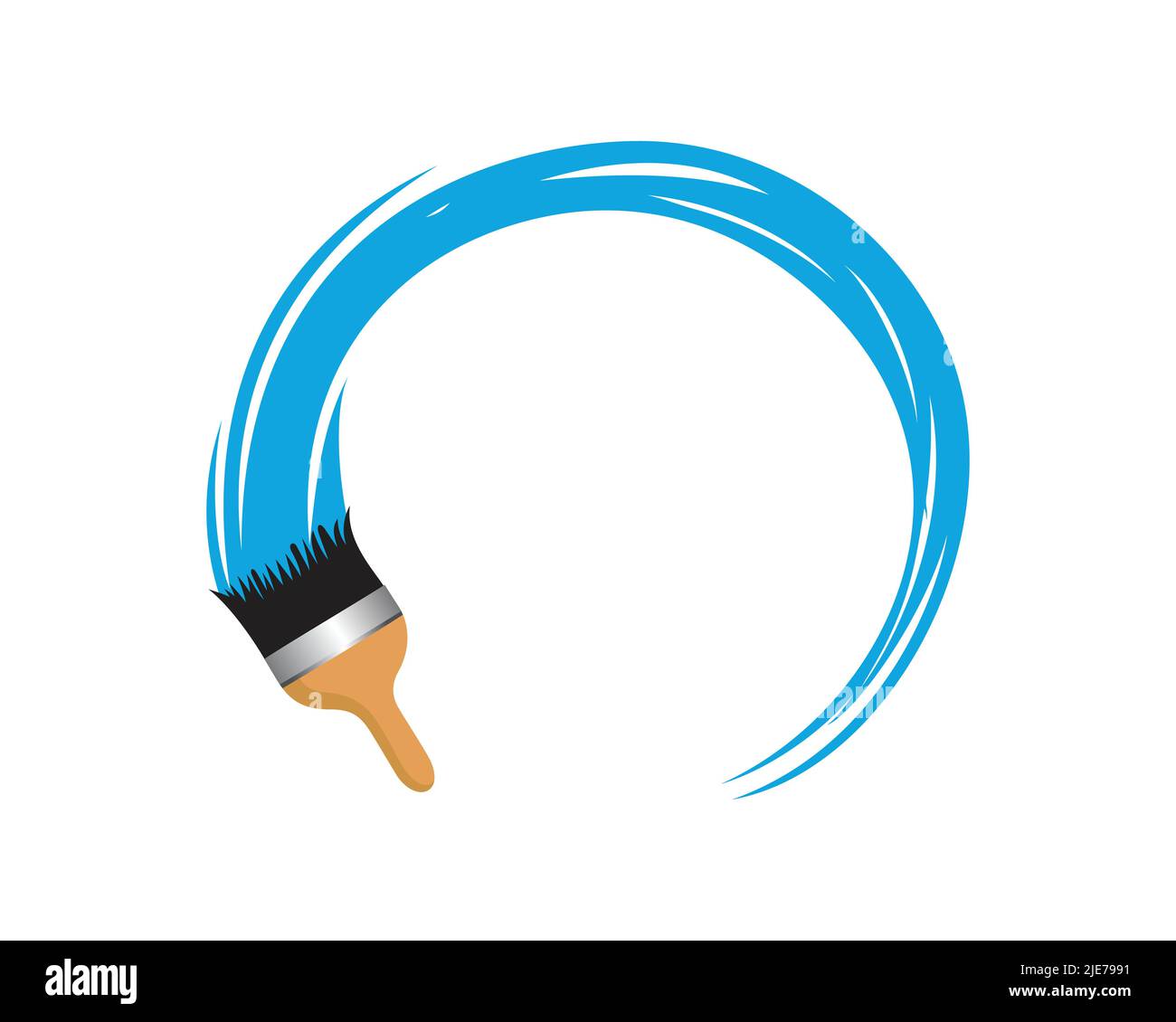 Paint Brush with Brushing the Paint visualization Illustration Stock Vector