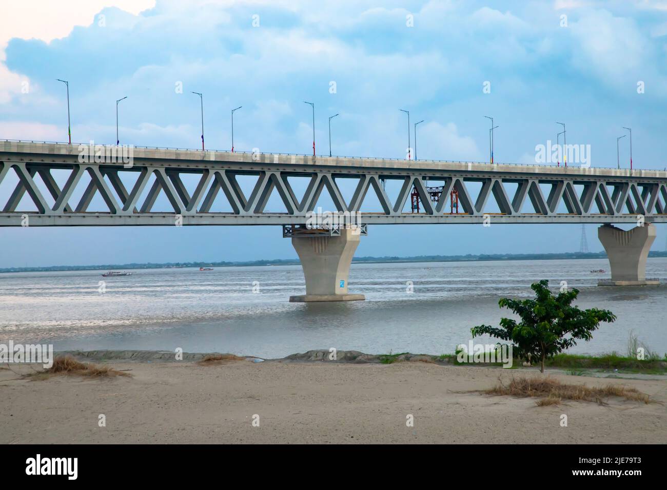 Padma Multipurpose Bridge at Padma river in Bangladesh. This Bridge was inaugurated on 25 June 2022 in Bangladesh Stock Photo