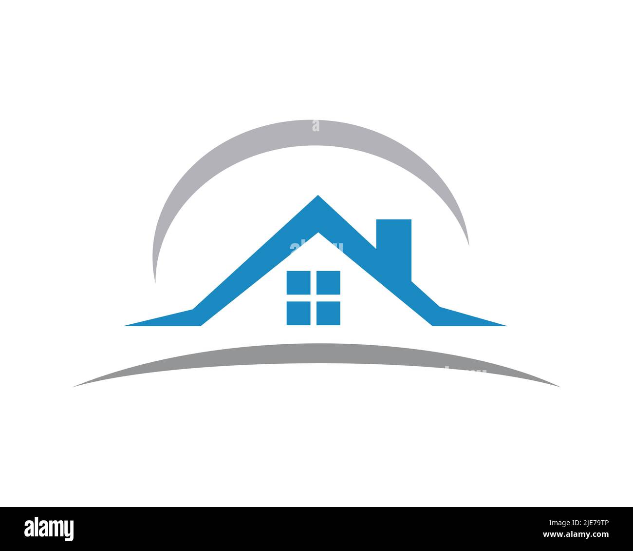 Home, Real Estate combined with Half Circle as Symbolization of Shield or Safety Stock Vector