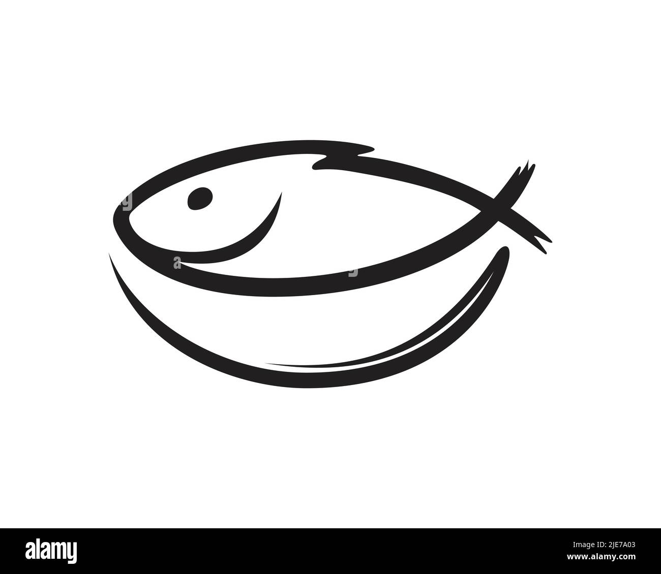 Fish combined with Bowl visuaIized with Silhouette Style Stock Vector