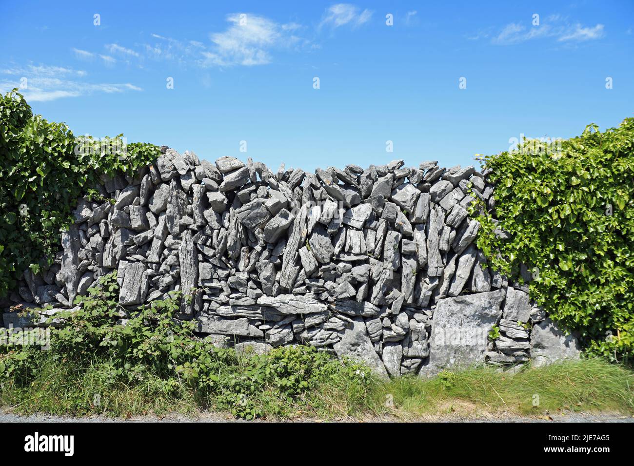Ancient dry stone wall at Inisheer in Ireland Stock Photo