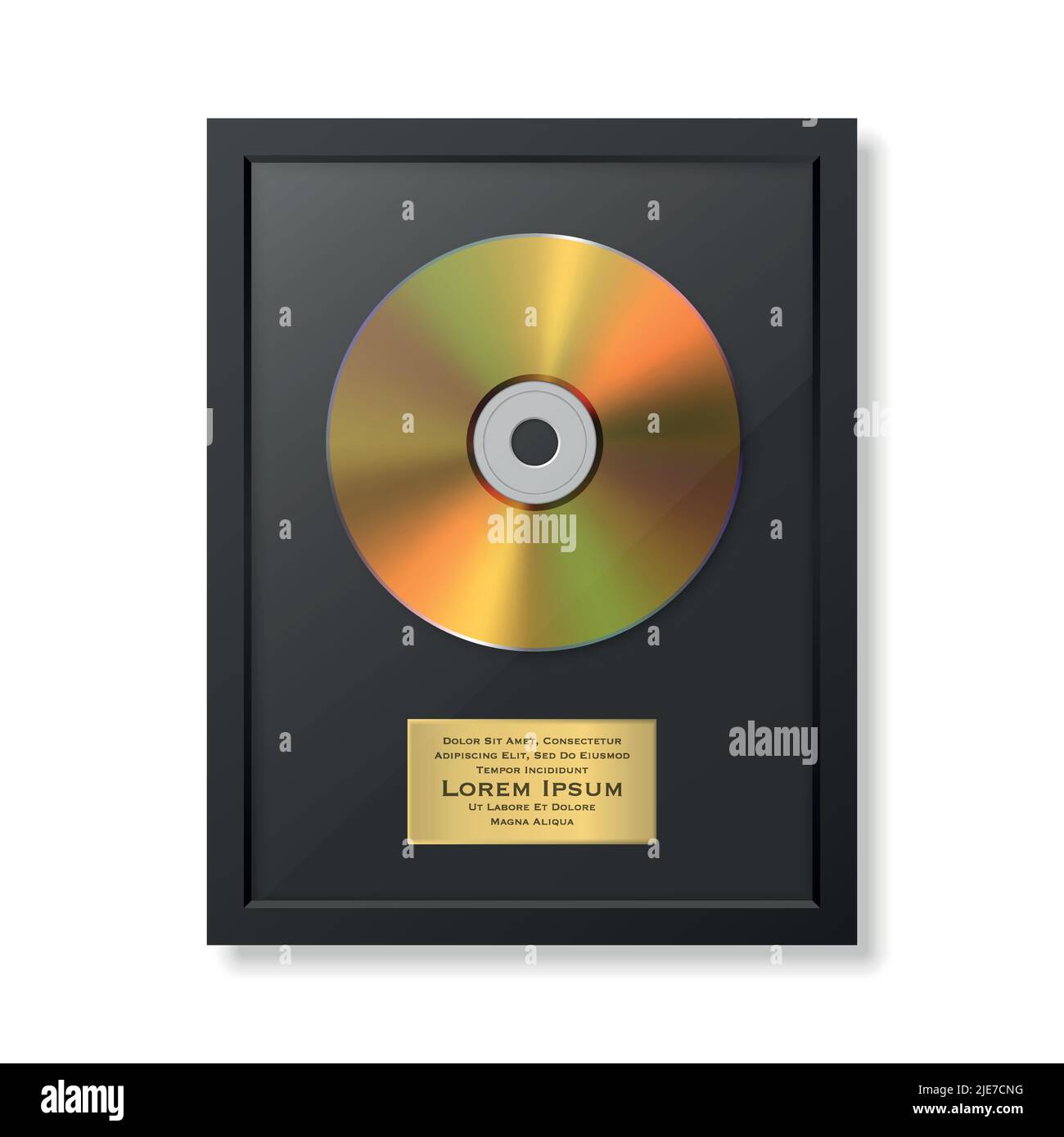 Realistic Vector 3d Golden Yellow CD and Label with Black Frame ...