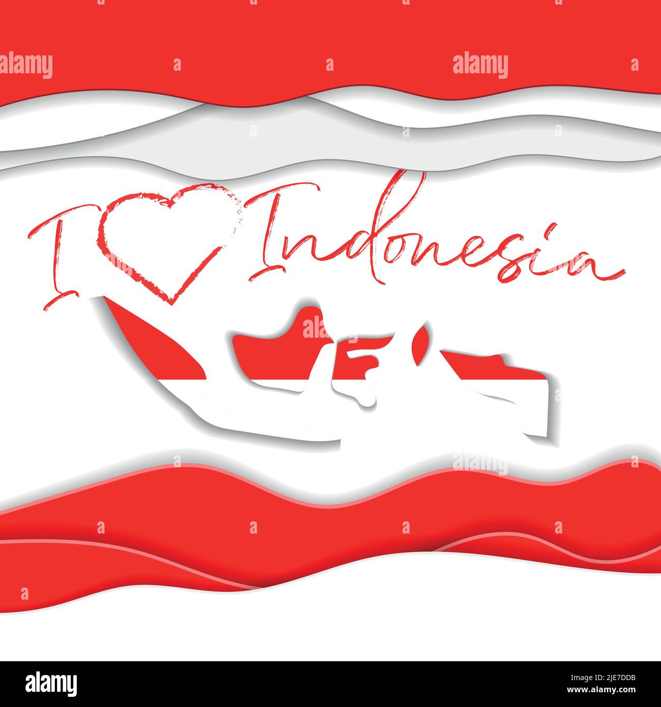 a paper-cut postcard celebrating Indonesia's independence day. vector illustration Stock Vector