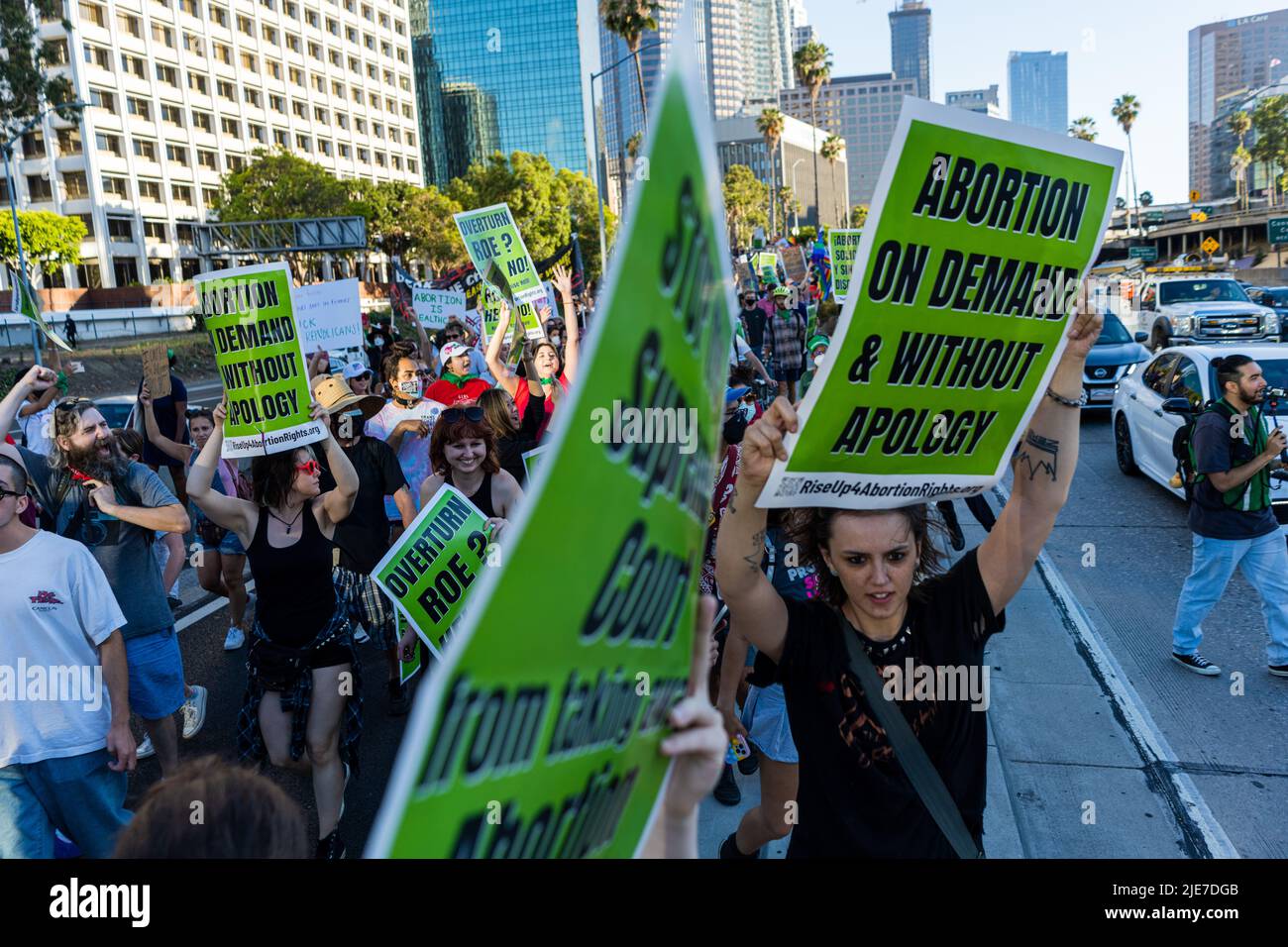 Roe Vs Wade Protest Downtown Los Angeles  Stock Photo