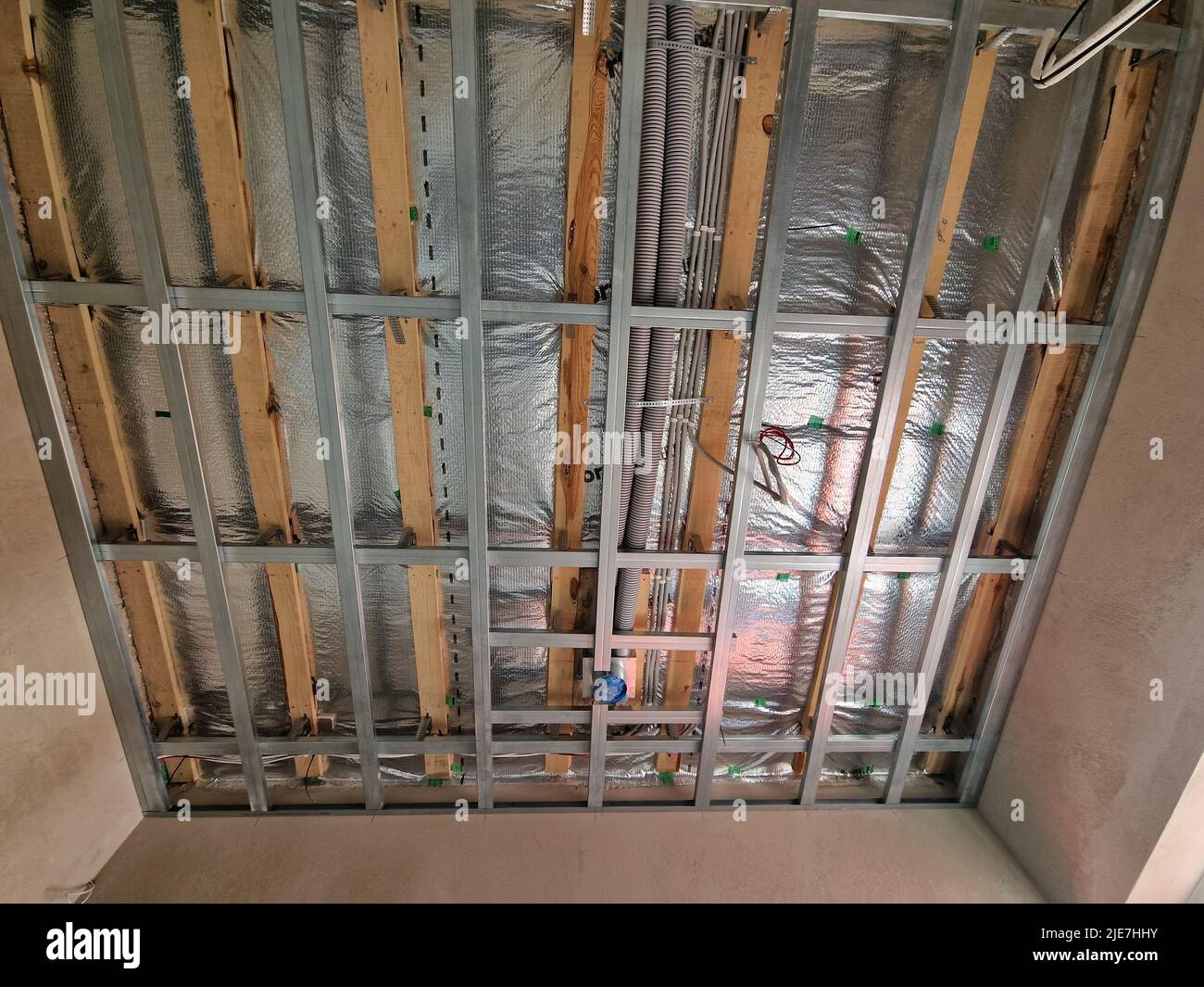 Drywall frame assembled for new house under construction ceilings Stock Photo Alamy