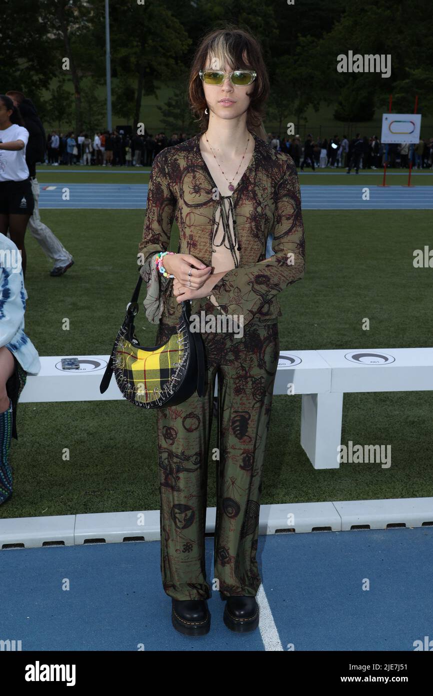 Pomme attending the Marine Serre Front Row Menswear Spring Summer 2023