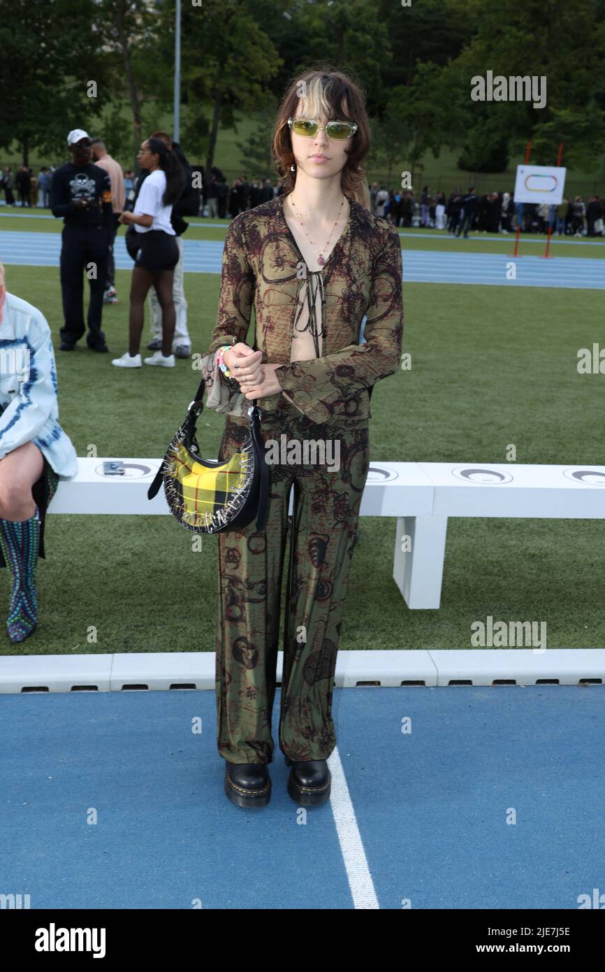 Pomme attending the Marine Serre Front Row Menswear Spring Summer 2023