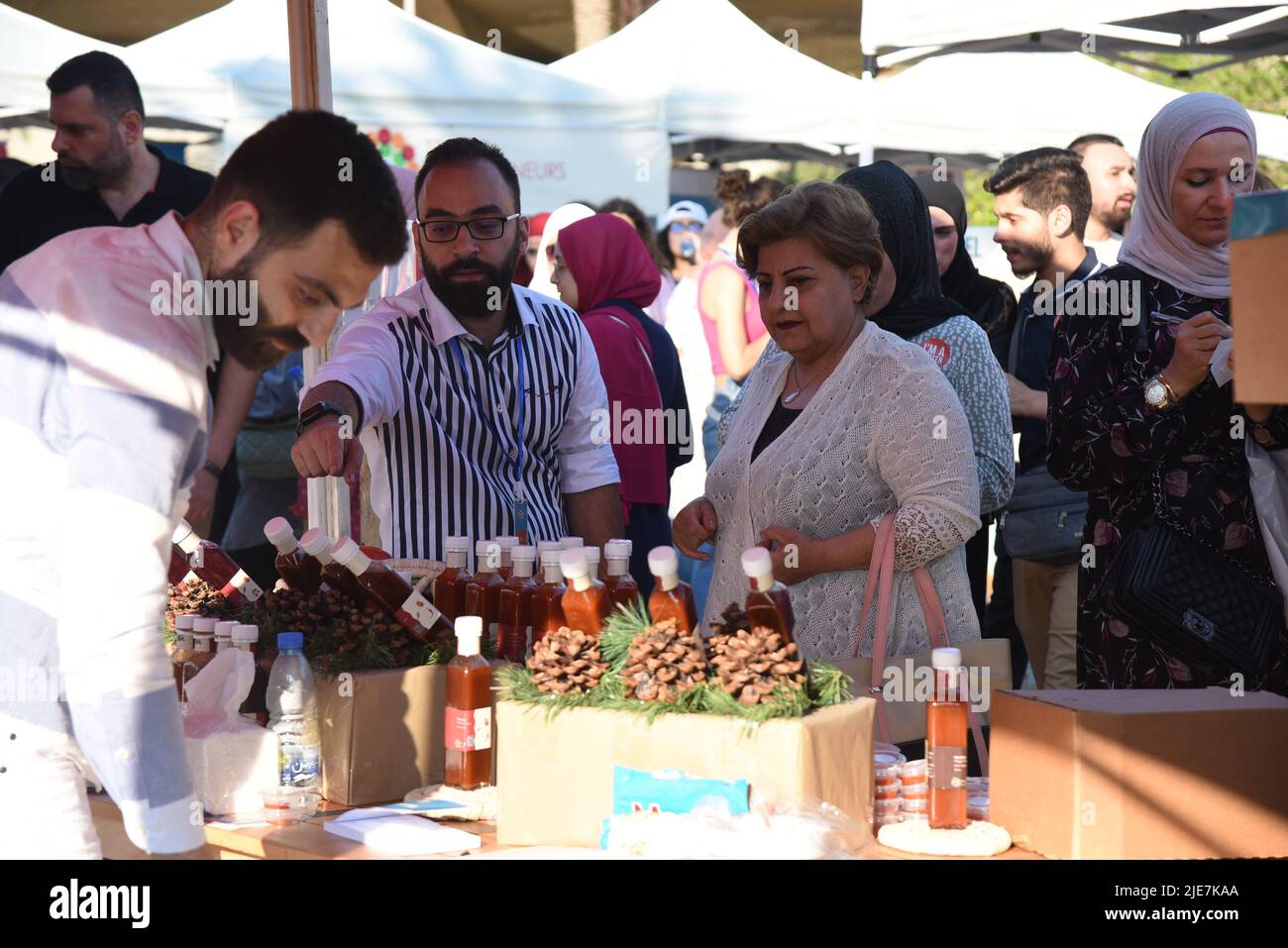 Tripoli, Lebanon. 25th June, 2022. People taste food at the "Gourmet