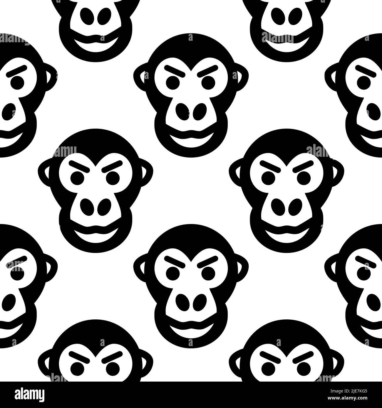 Monkeypox virus seamless pattern. Angry gorilla face repeating vector background. Health monkey pox medical emergency. Stock Vector