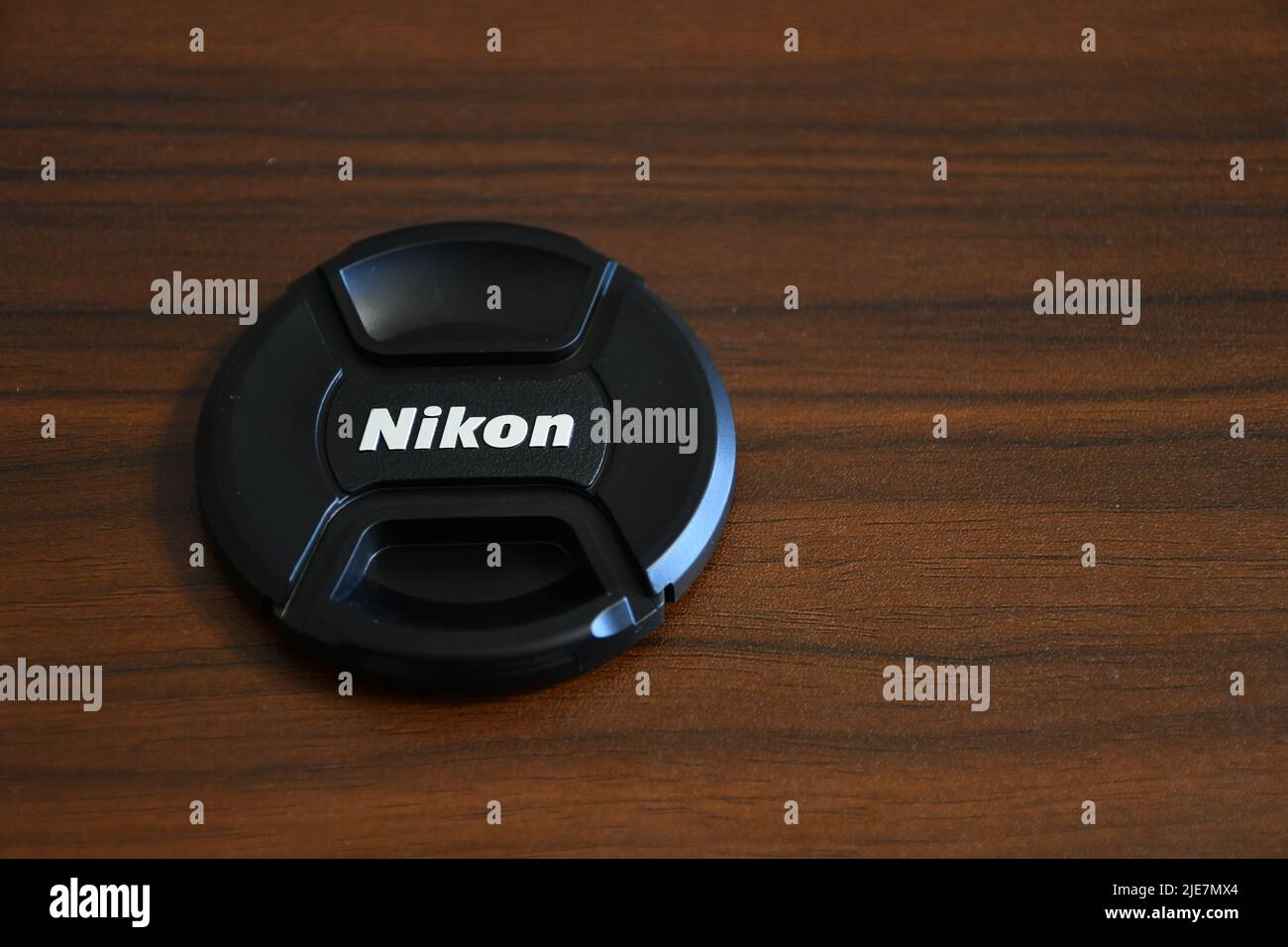 Lens cap of a Nikon Digital lens Stock Photo Alamy