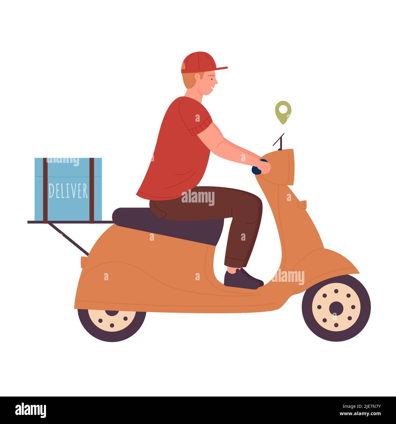 Scooter food delivery service. Express meal shipping transport vector