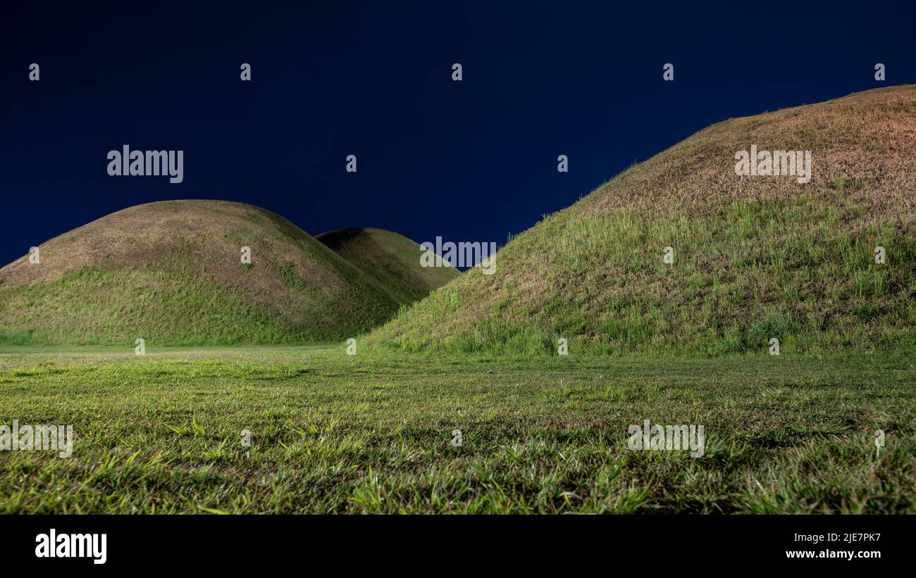 Tumuli Park Burial Mounds of Silla dynasty royal tombs in Gyeongju South Korea Stock Photo