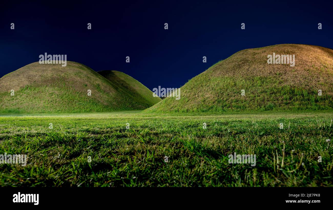 Tumuli Park Burial Mounds of Silla dynasty royal tombs in Gyeongju South Korea Stock Photo
