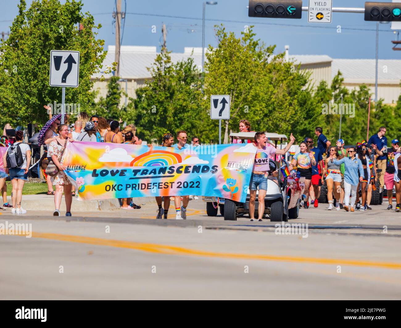 Oklahoma, JUN 25 2022 - Sunny view of the Oklahoma City Pride Pridefest parade Stock Photo