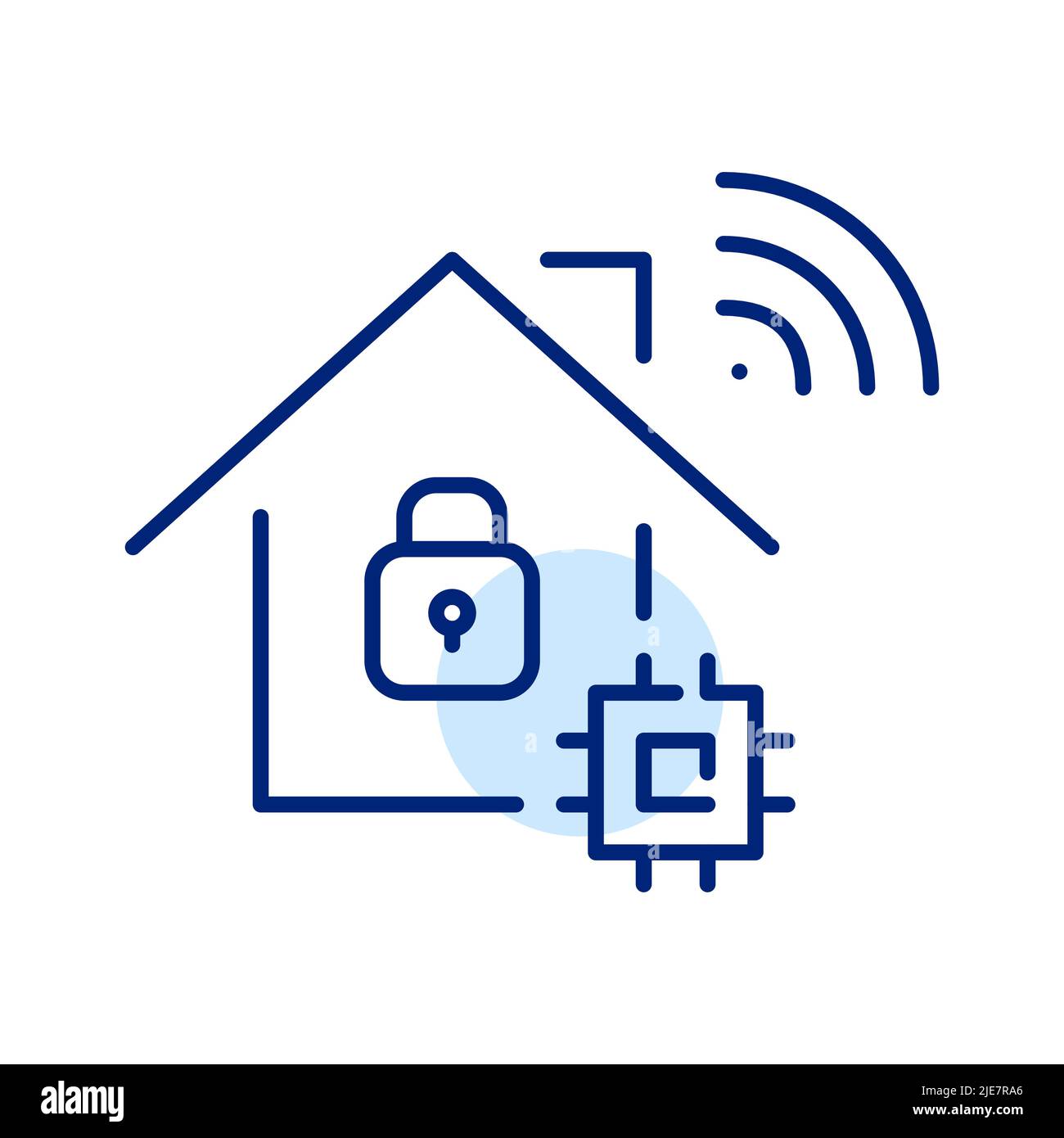 Smart home security profile. Pixel perfect, editable stroke line art ...