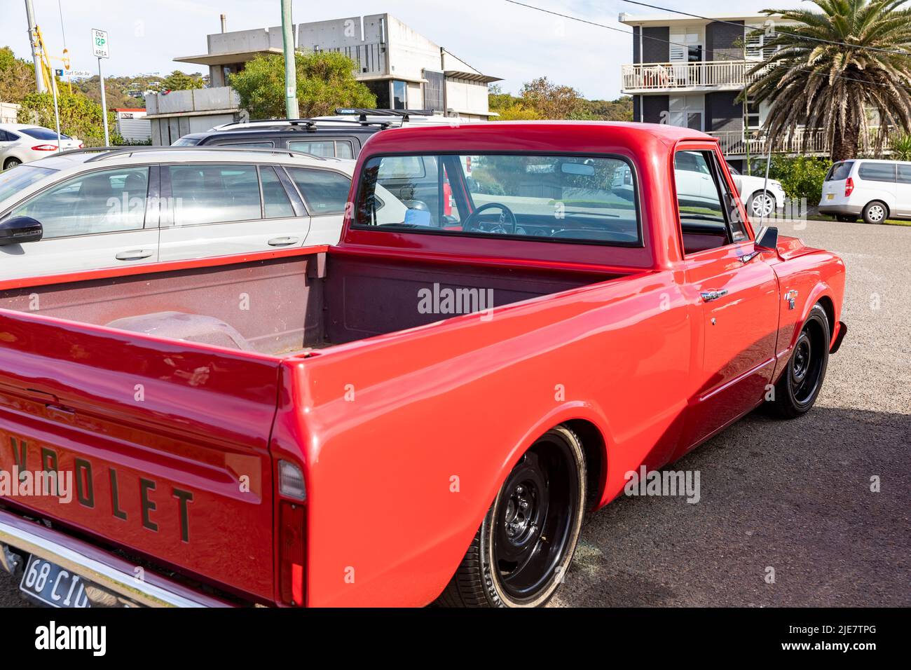 American made 1968 Chevrolet C10 utility vehicle parked at Avalon Beach in Sydney,NSW,Australia Stock Photo