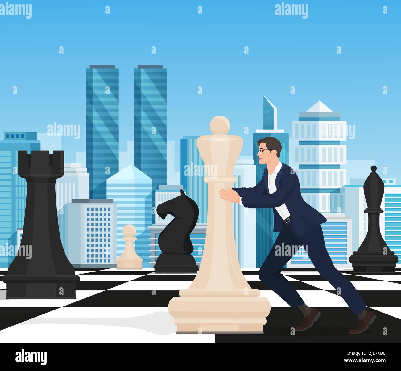 Marketing analysis planning Character controls playing chess. vector  illustration 5608327 Vector Art at Vecteezy