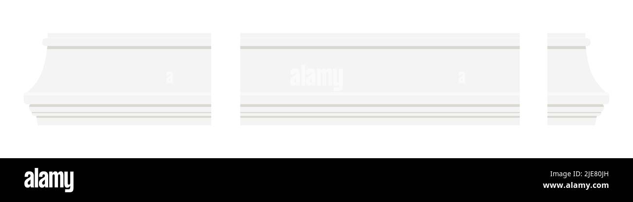 White baseboard moulding elements isolated on white background Stock ...