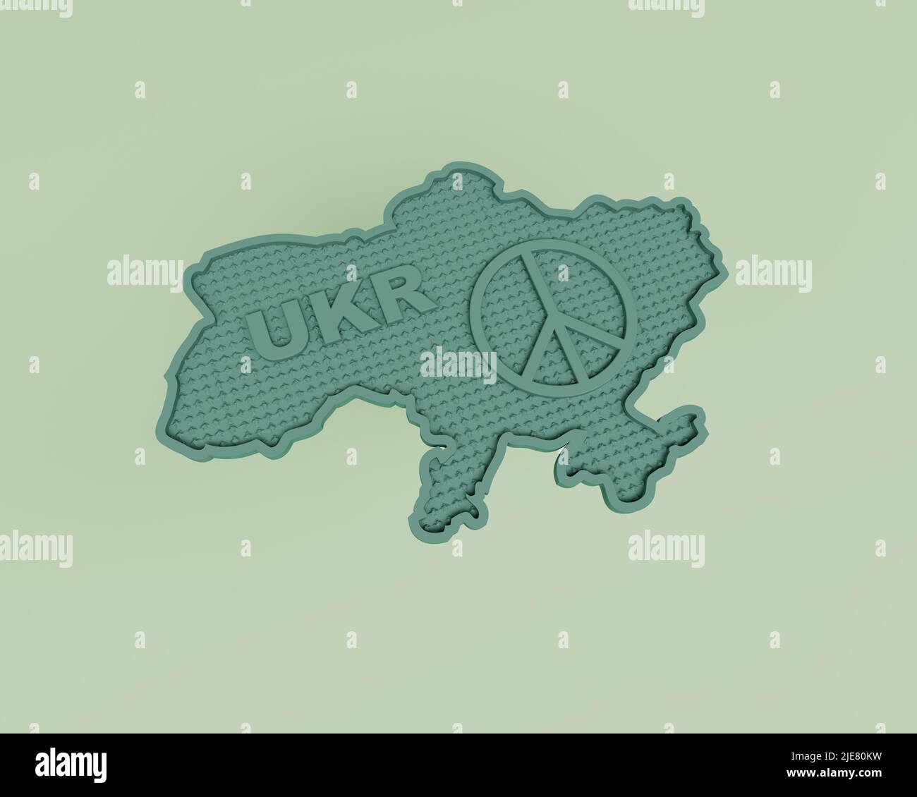 3d render of Ukraine map isolated on Pastel background, 3d background minimal scene Stock Photo