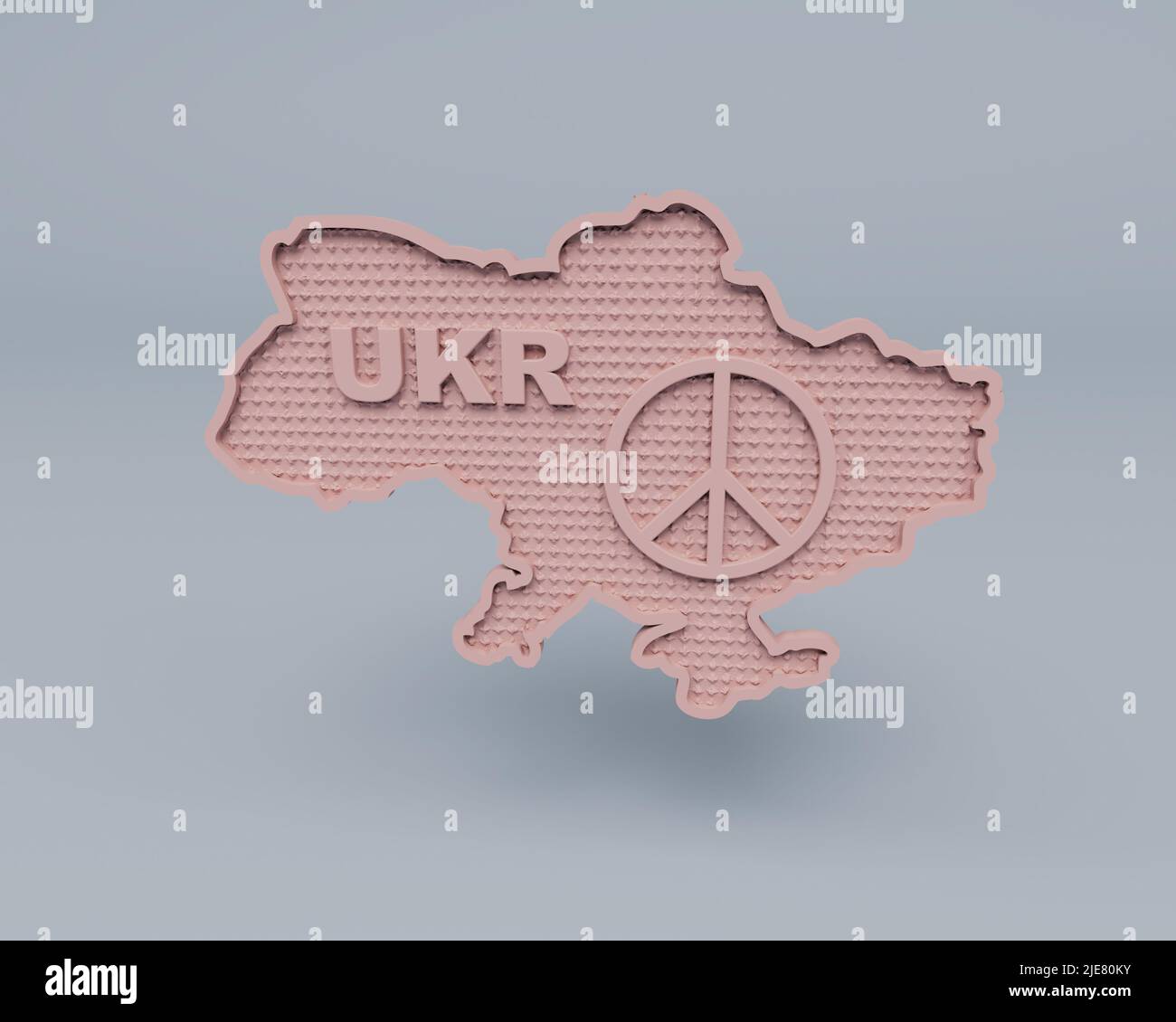 3d render of Ukraine map isolated on Pastel blue background, 3d background minimal scene Stock Photo