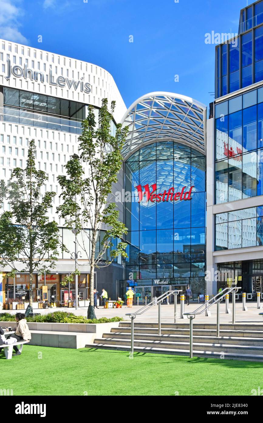 Exterior new John Lewis department store building extension to existing Shepherds Bush White City Westfield retail shopping centre London England UK Stock Photo