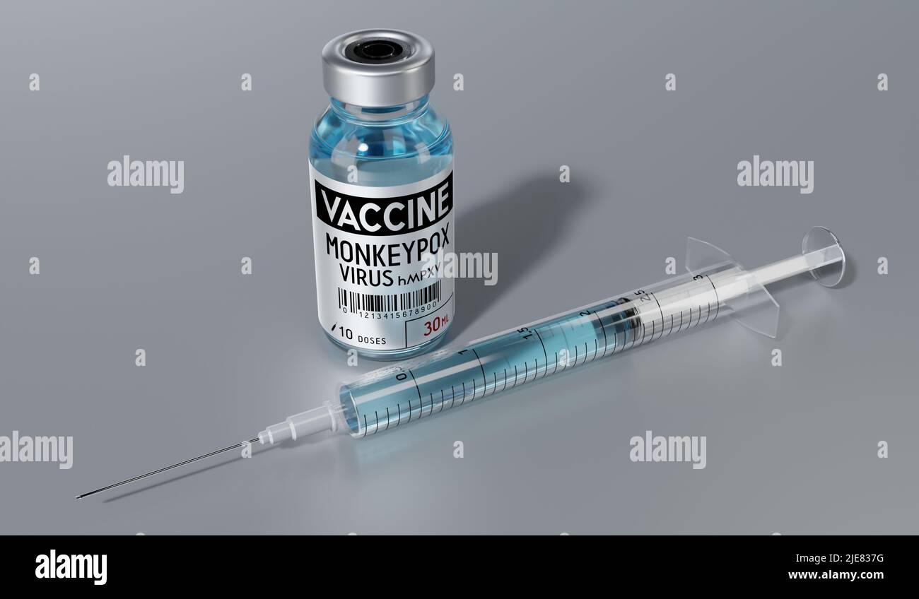 Monkeypox vaccine and syringe - 3D illustration Stock Photo - Alamy