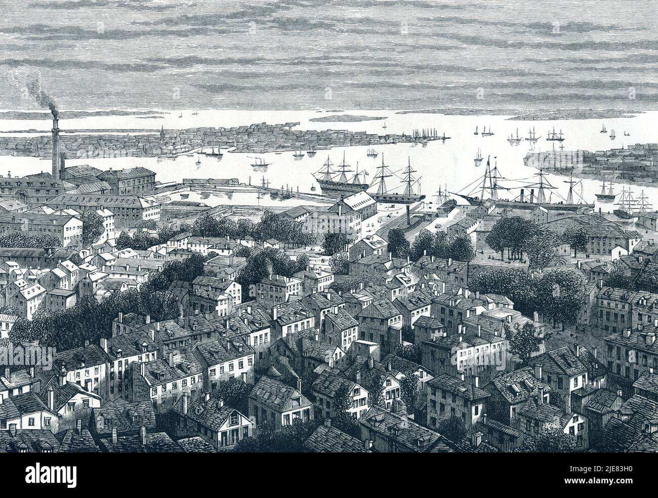 Boston viewed from Bunkers Hill in 19th Century Stock Photo Alamy