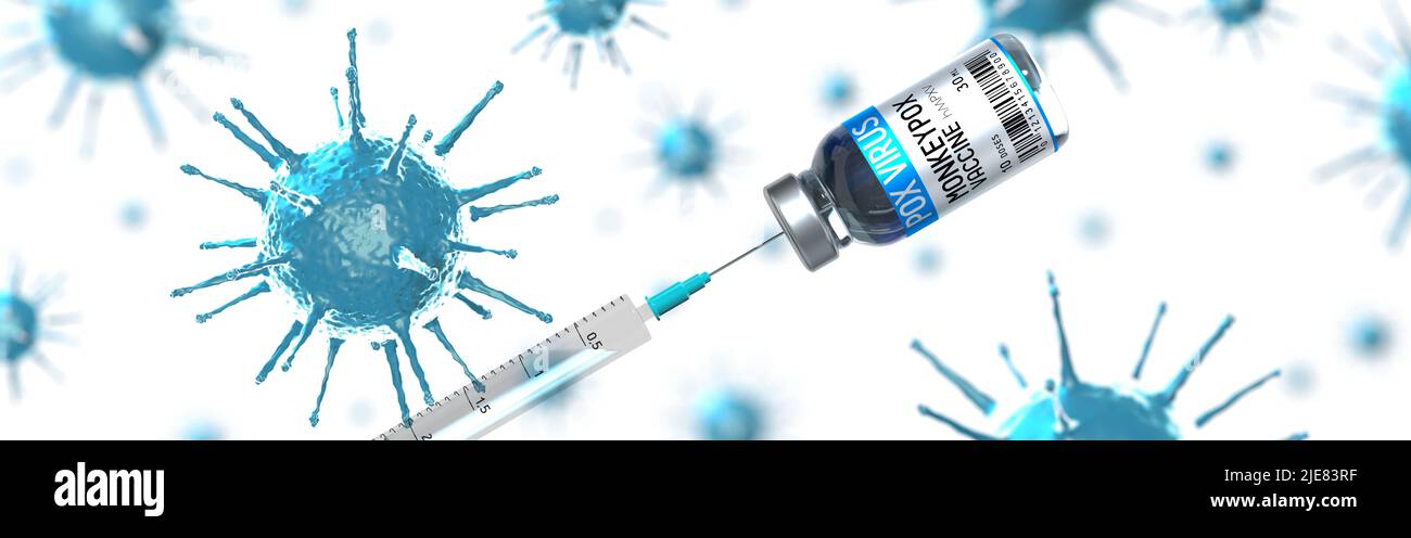 Monkeypox vaccine and syringe - 3D illustration Stock Photo - Alamy