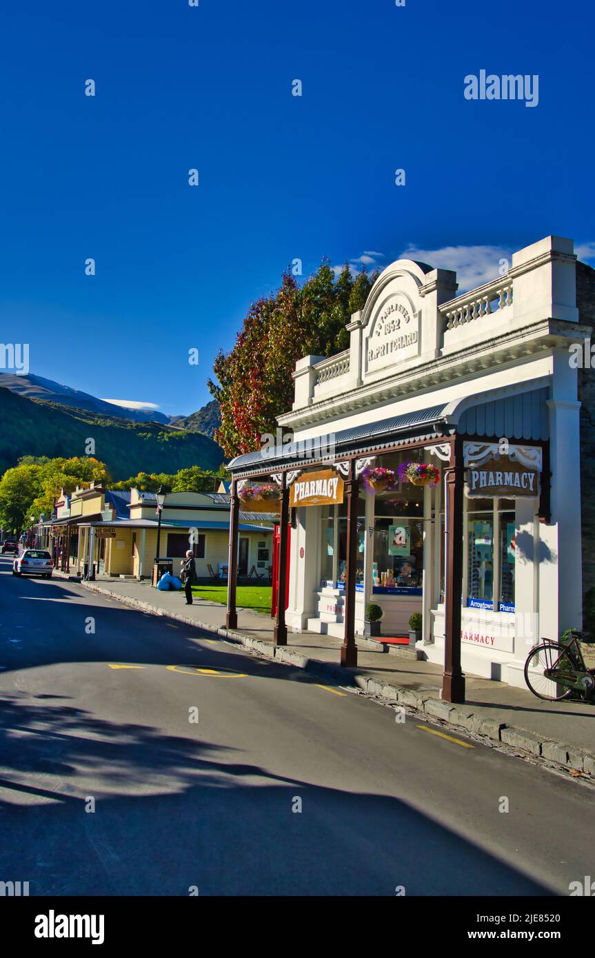 The historic Pritchard Pharmacy in the historic gold mining town of Arrowtown, South Island, New Zealand Stock Photo