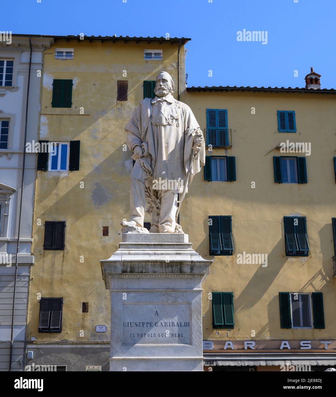 Lucca-March 2022-Italy Marble statue depicting Giuseppe Garibaldi famous Italian patriot Stock Photo