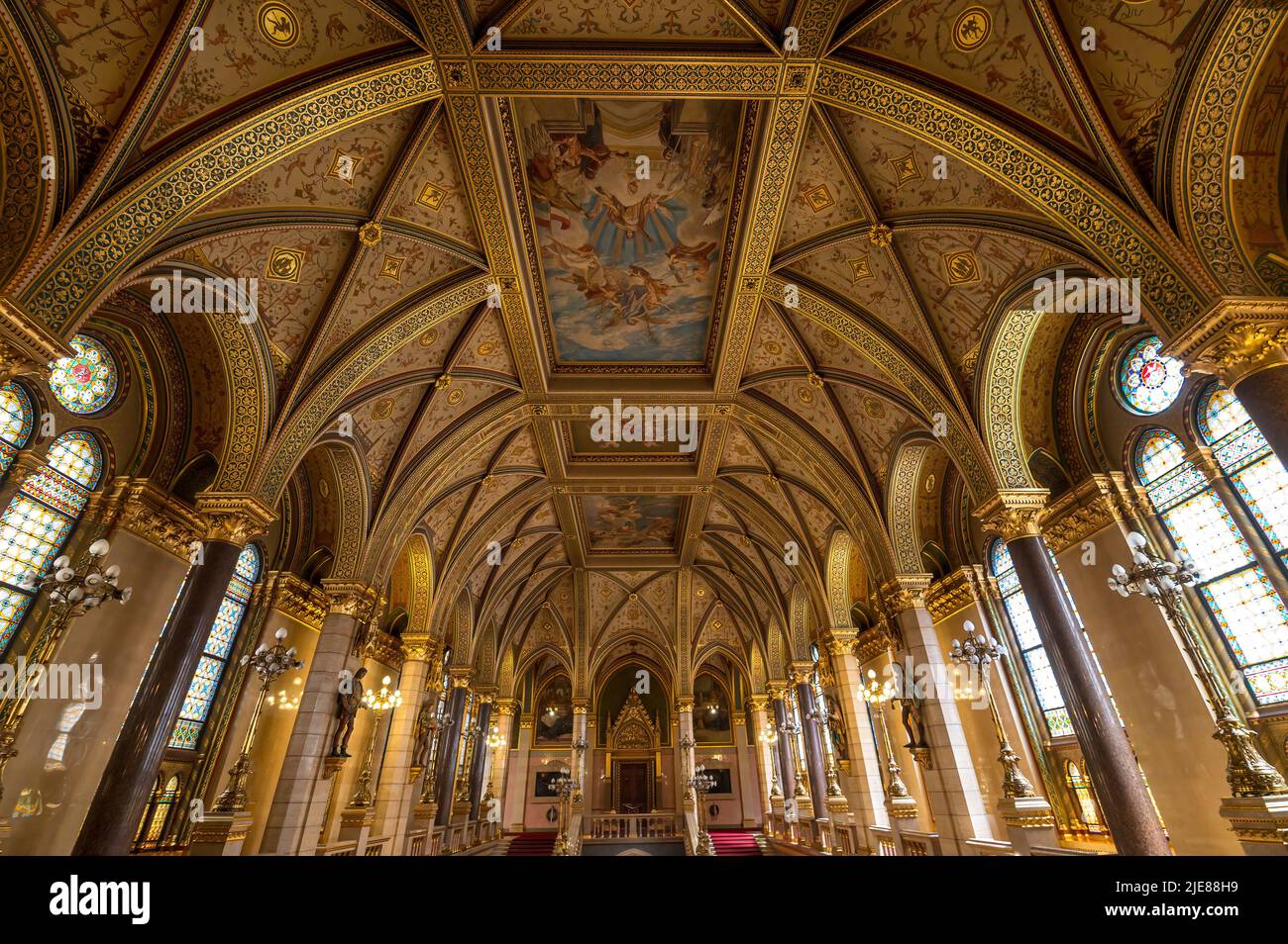 Budapest, Hungary. Interior of the Hungarian Parliament building Stock Photo