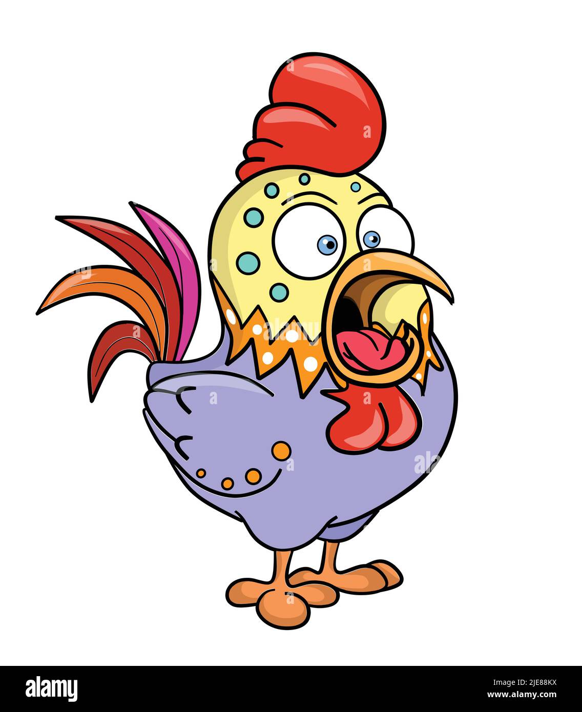 scared easter type colorful baby rooster chicken vector illustration clip art Stock Vector