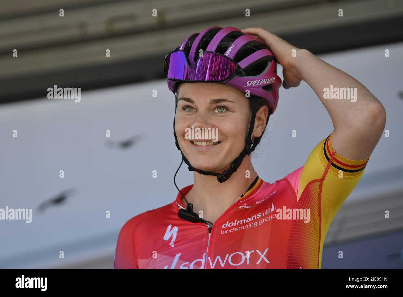 Belgian Lotte Kopecky of SD Worx pictured at the start of the women's