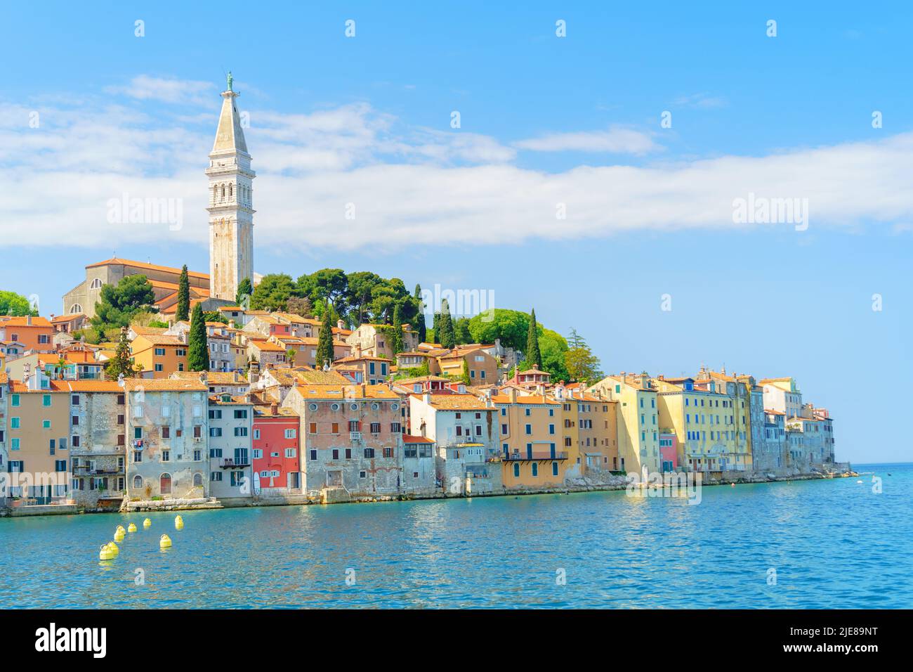 Worth seeing panoramic view of the old town of Rovinj from the sea side. Istria peninsula, Croatia Stock Photo