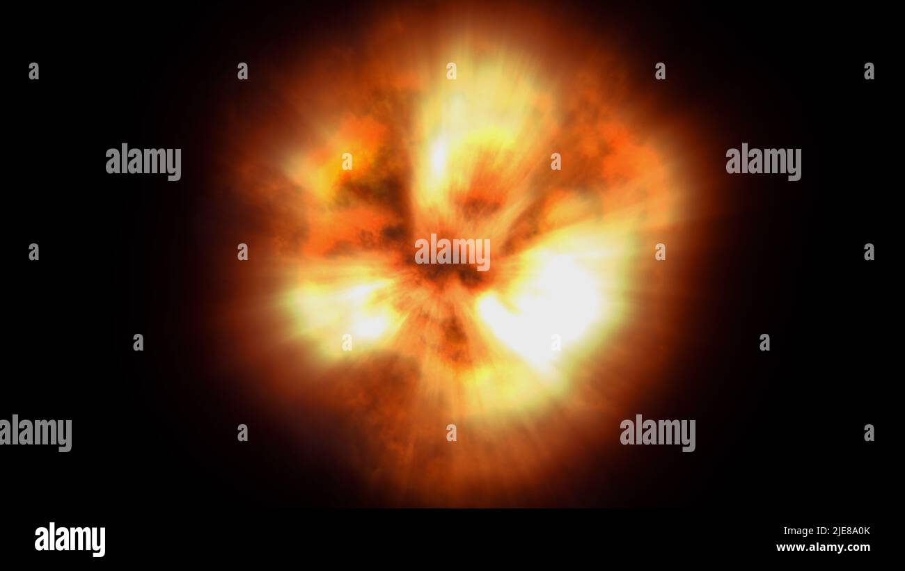 fire flame ball explosion in space, abstract illustration Stock Photo ...