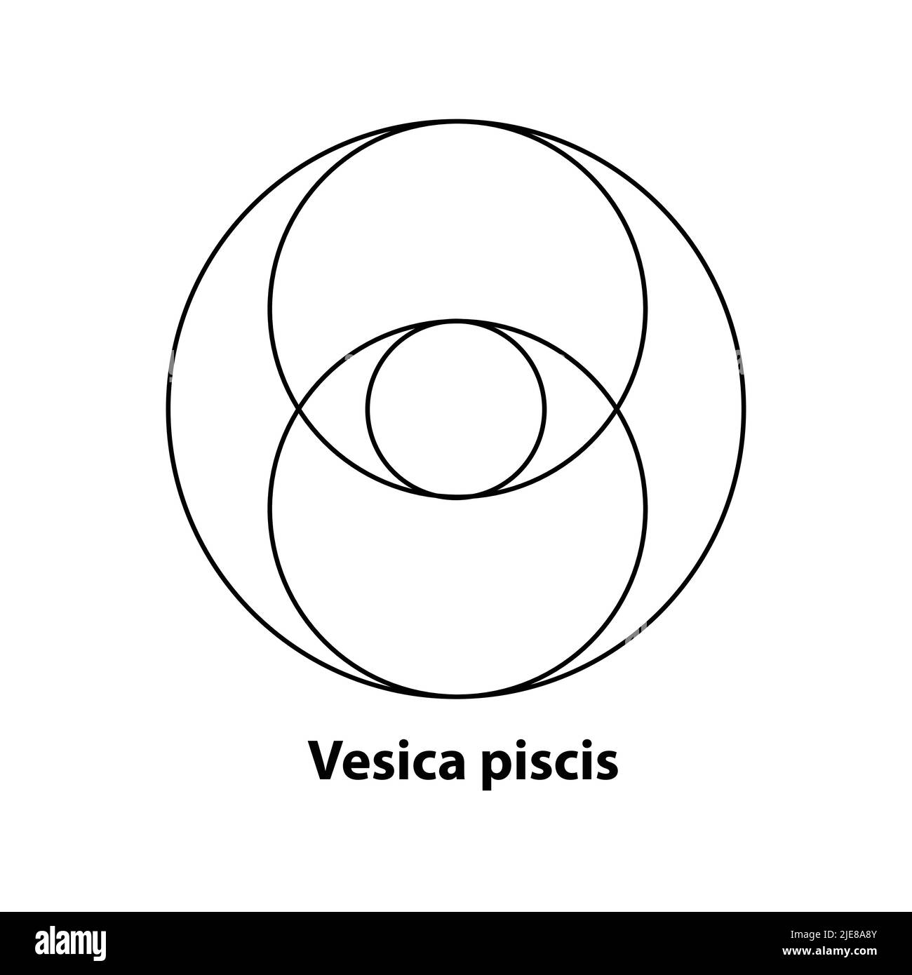 Vesica piscis Sacred geometry. All Seeing eye, the third eye or The Eye of Providence inside lines circles. The eye of Phi mystic heaven and earth vec Stock Vector