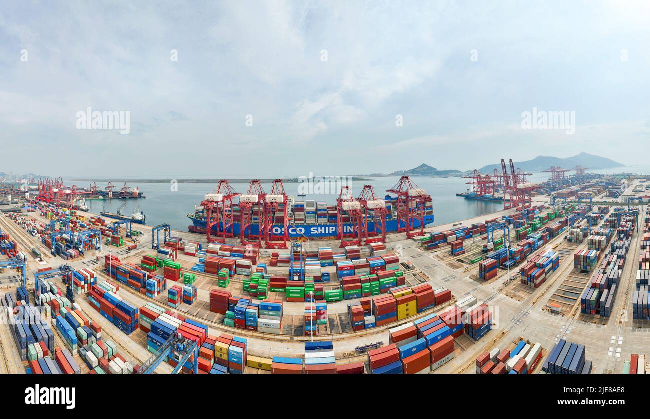 LIANYUNGANG, CHINA - JUNE 26, 2022 - A view of a container terminal at ...