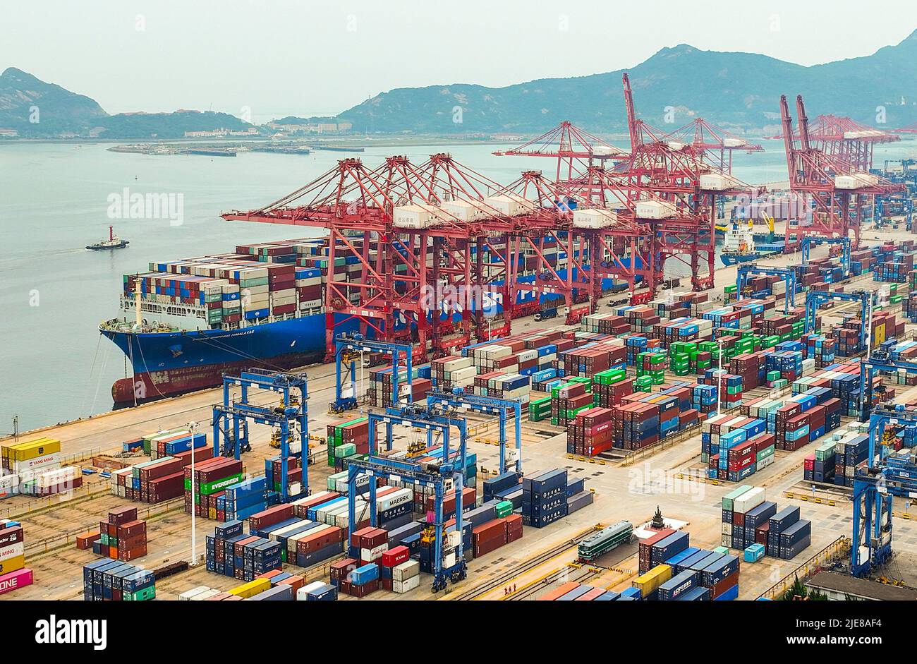 LIANYUNGANG, CHINA - JUNE 26, 2022 - A view of a container terminal at ...