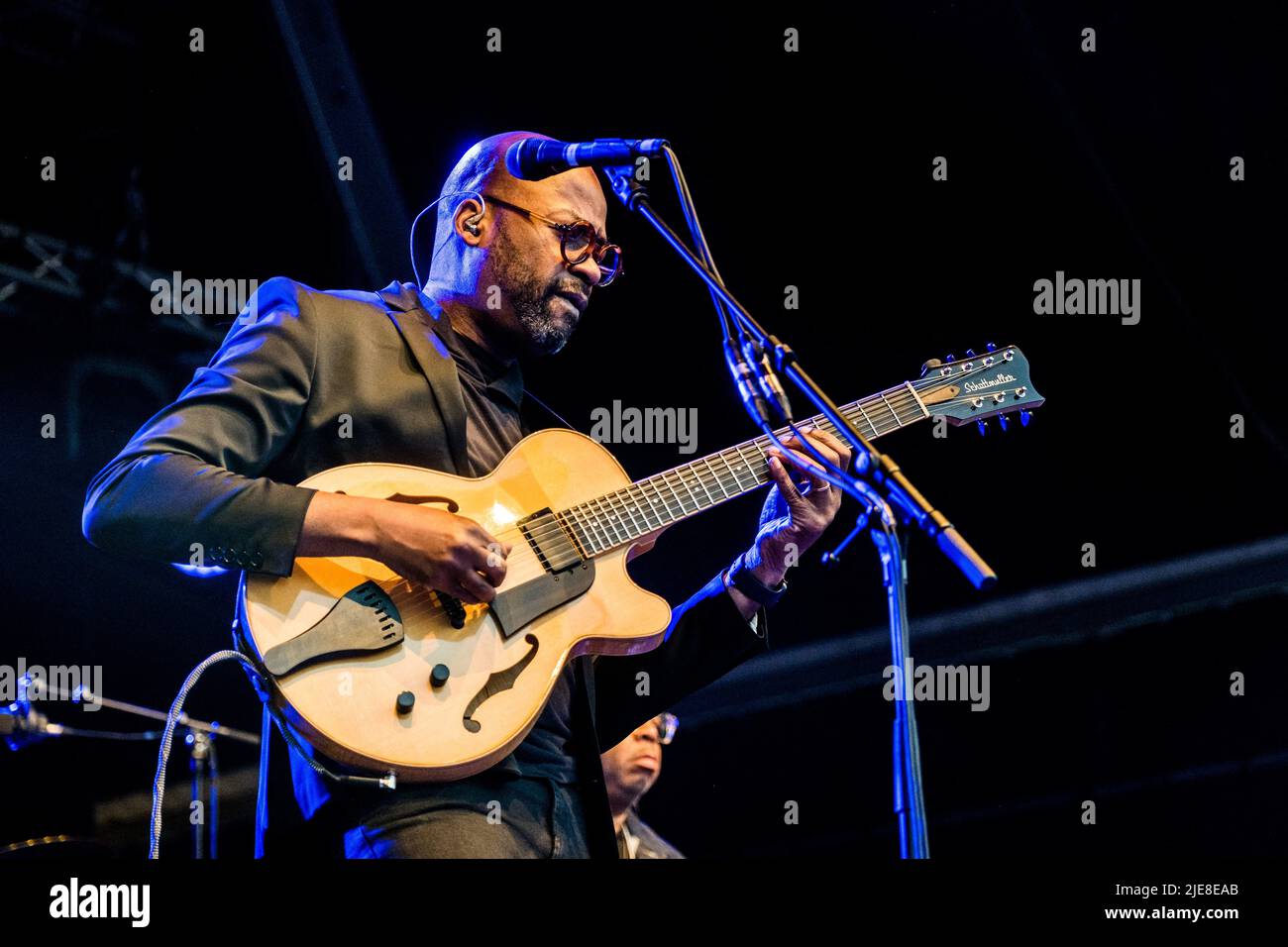 Herbie Hancock performs on the stage during his concert at Puteaux