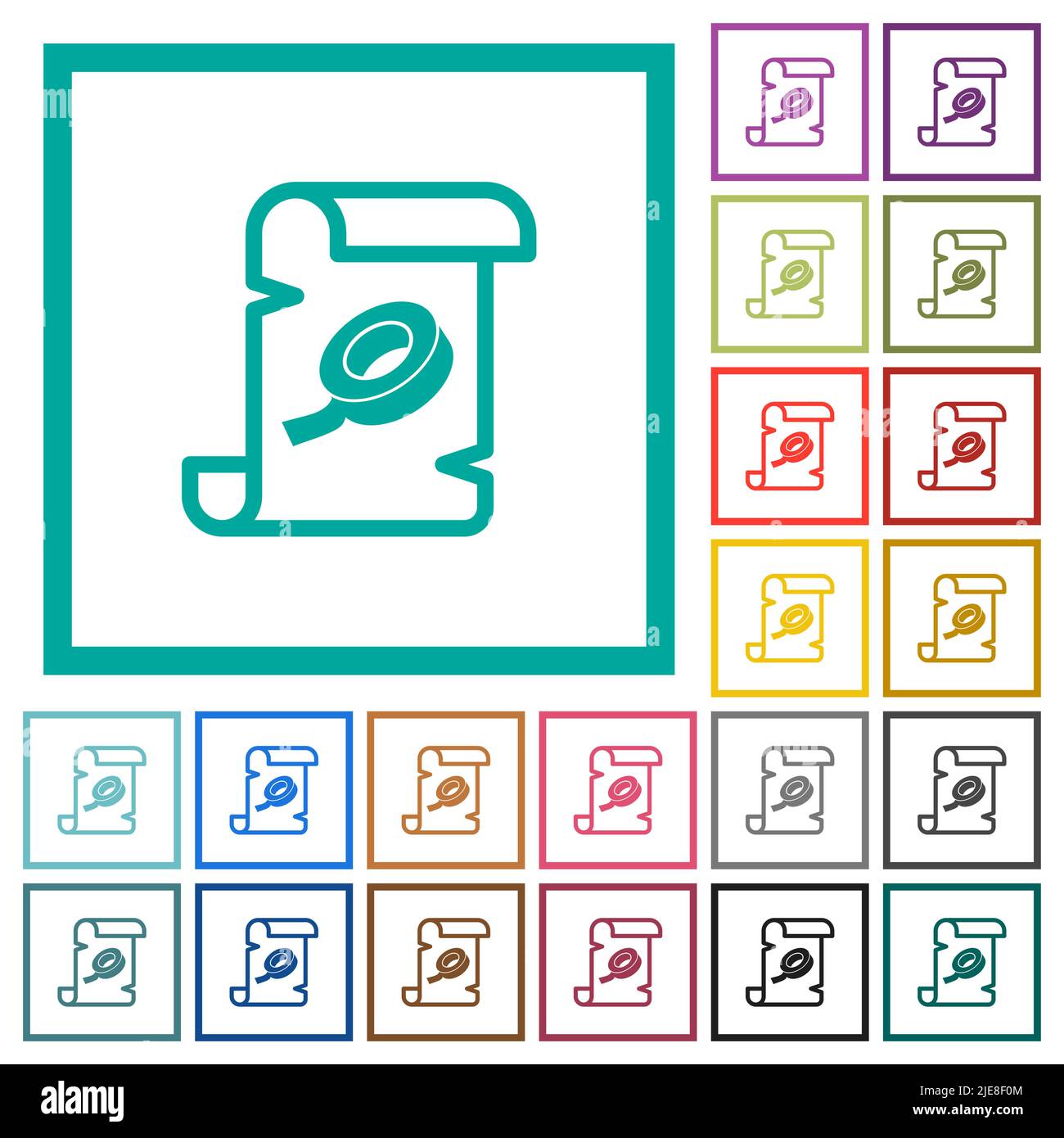 Script patch flat color icons with quadrant frames on white background Stock Vector