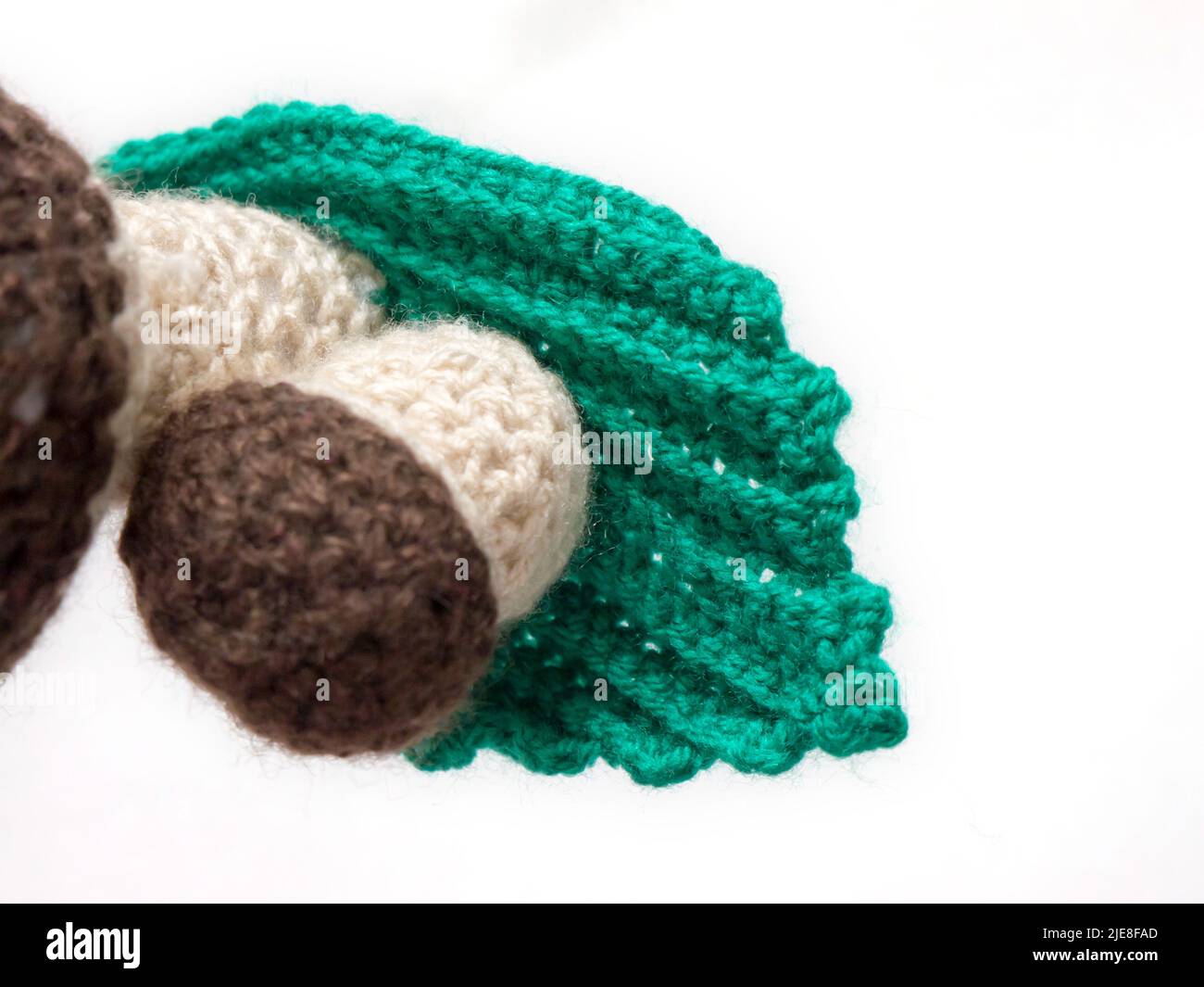 The vintage handmade Knitting patterns. Mushroom. Stock Photo
